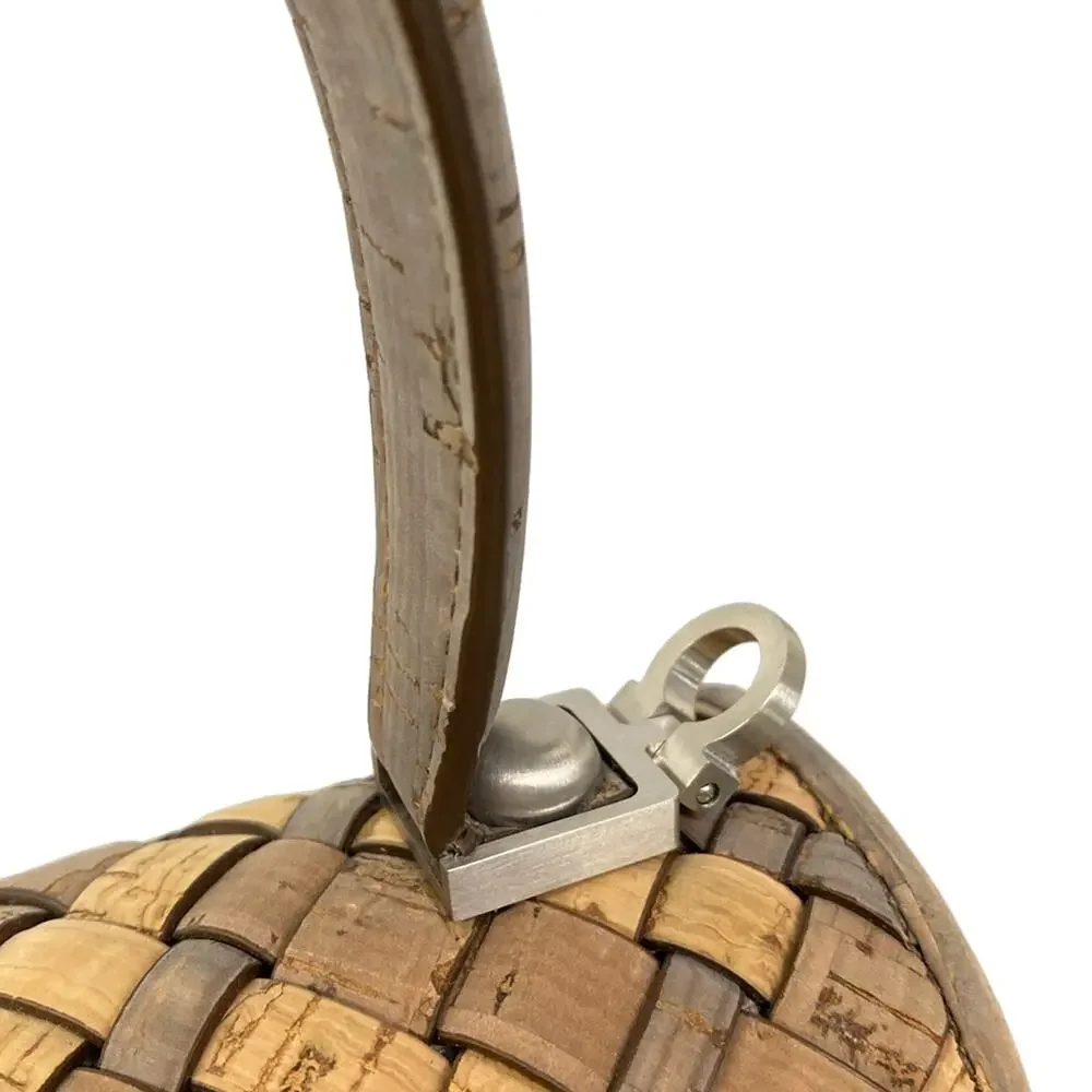Salvatore Ferragamo Gancini Handbag Beige Gray Dark Brown